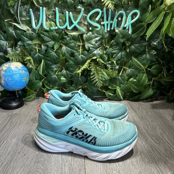 Hoka One One Bondi 7 Women's  Running Shoe Aquarelle Blue Sz 5.5 D US - Picture 1 of 9